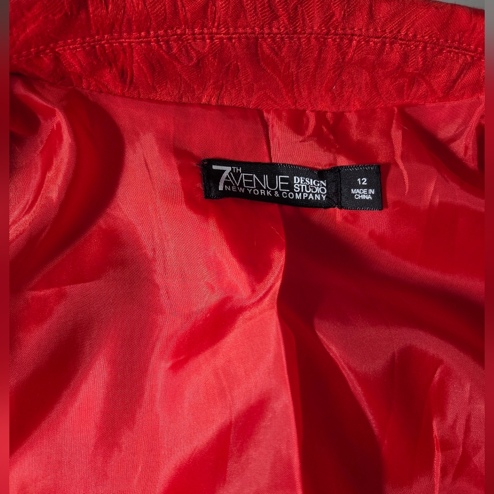 7th Avenue New York & Company Orange Button-Down Tailored Jacket - Size 12 - Picture 7 of 17